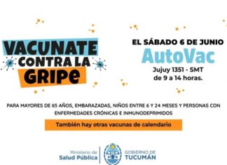 Tucumán realiza una Jornada de vacunación contra la Gripe este sábado